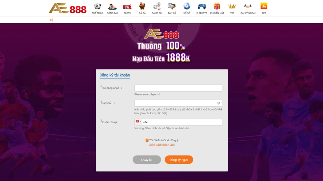 Cách đăng ký AE888 đơn giản, dễ làm